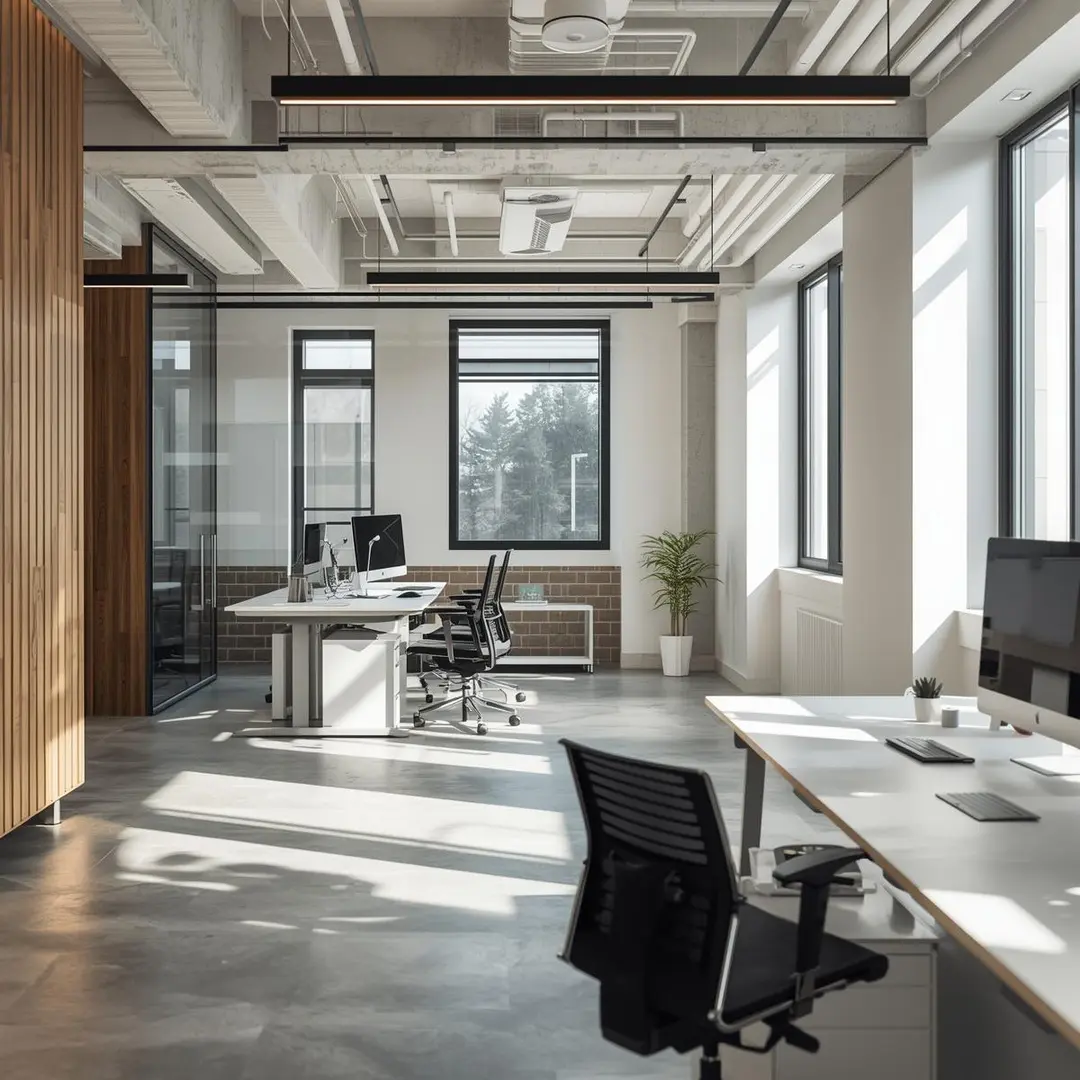 Espace de bureau lumineux et contemporain